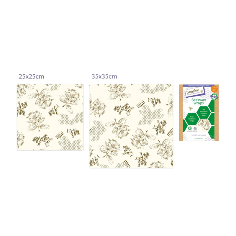 Bijenwasdoeken Set - Medium en Large - Flower print 